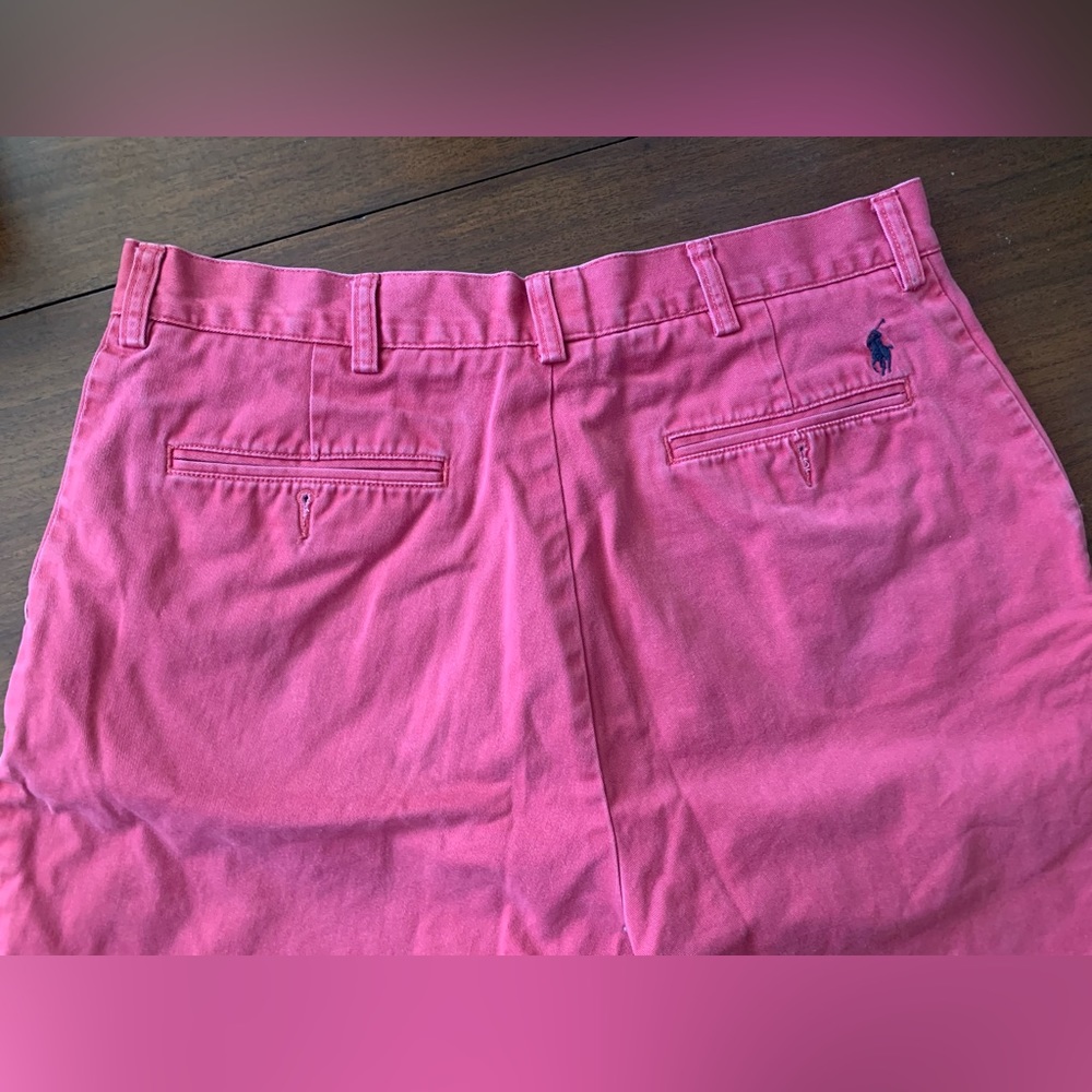 Polo Ralph Lauren flat front shorts - coral red, size 34, great used condition